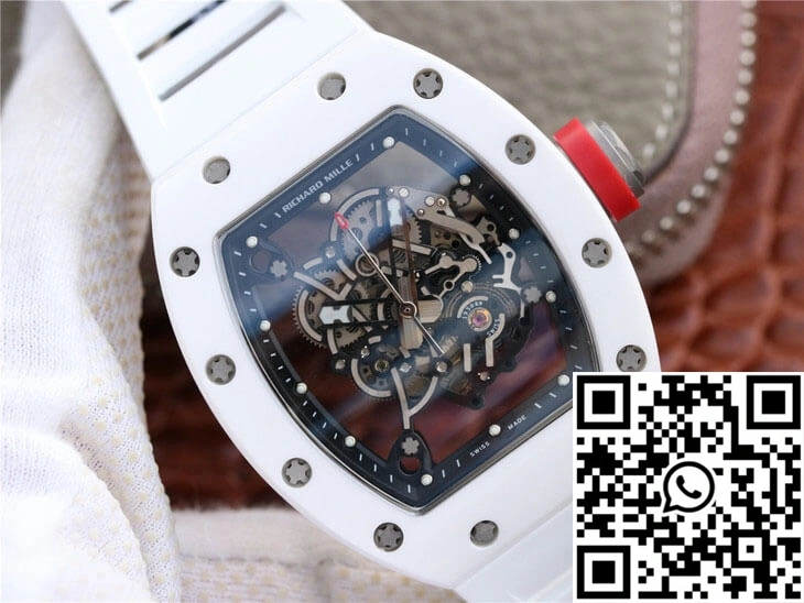 Richard Mille RM055 KV Factory Ceramic White Rubber Strap Stylish 2432