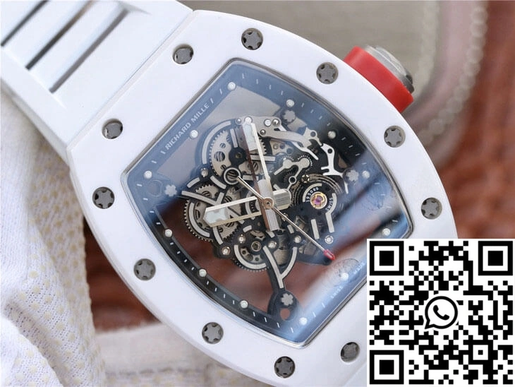 Richard Mille RM055 KV Factory Ceramic White Rubber Strap Stylish 2432