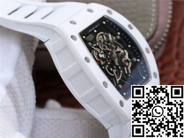 Richard Mille RM055 KV Factory Ceramic White Rubber Strap Stylish 2432