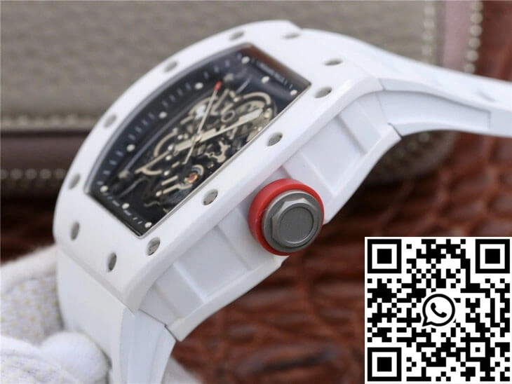 Richard Mille RM055 KV Factory Ceramic White Rubber Strap Stylish 2432