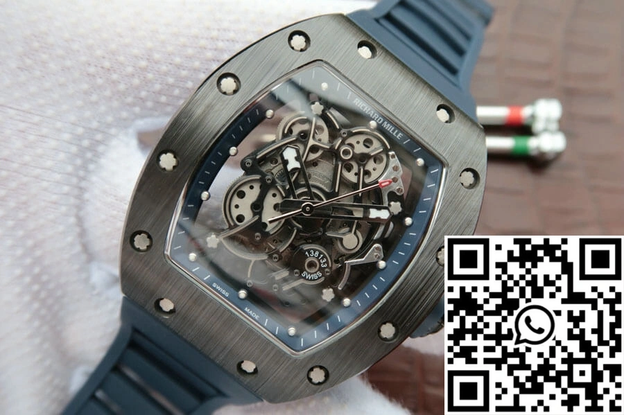 Bright Richard Mille RM055 KV Factory Dark Blue Rubber Strap 2430