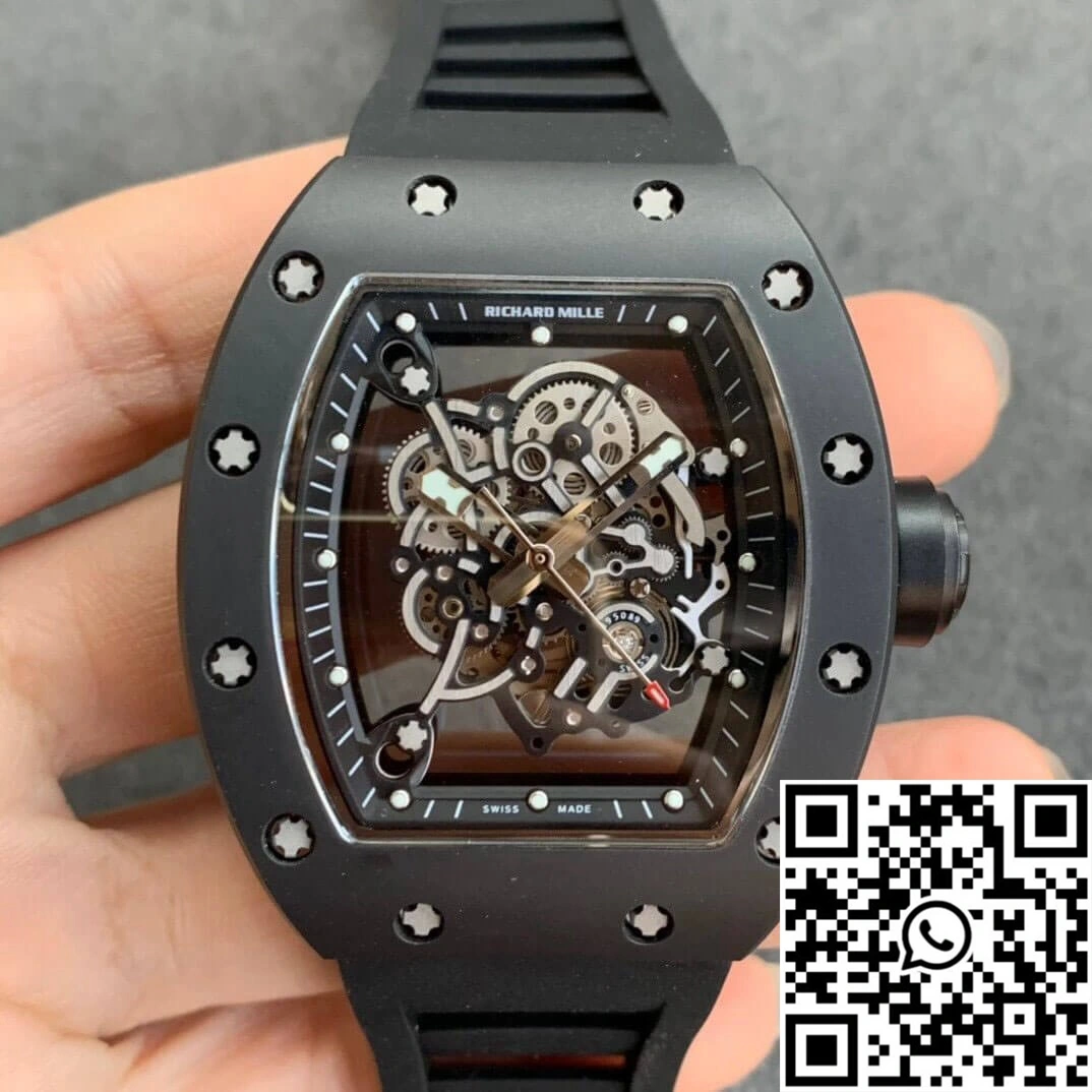 Richard Mille RM055 KV Factory V2 Black Ceramic Rubber Strap Trendsetting 2438