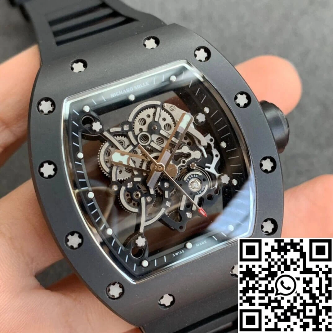 Richard Mille RM055 KV Factory V2 Black Ceramic Rubber Strap Trendsetting 2438
