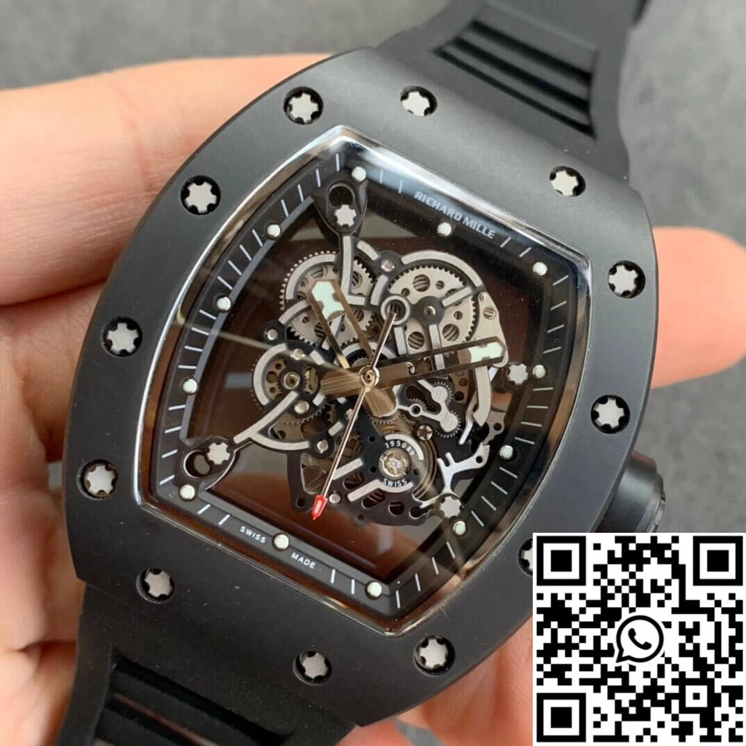 Richard Mille RM055 KV Factory V2 Black Ceramic Rubber Strap Trendsetting 2438