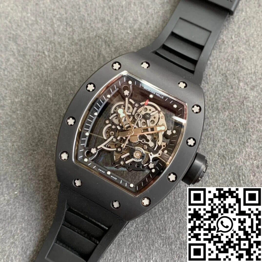 Richard Mille RM055 KV Factory V2 Black Ceramic Rubber Strap Trendsetting 2438