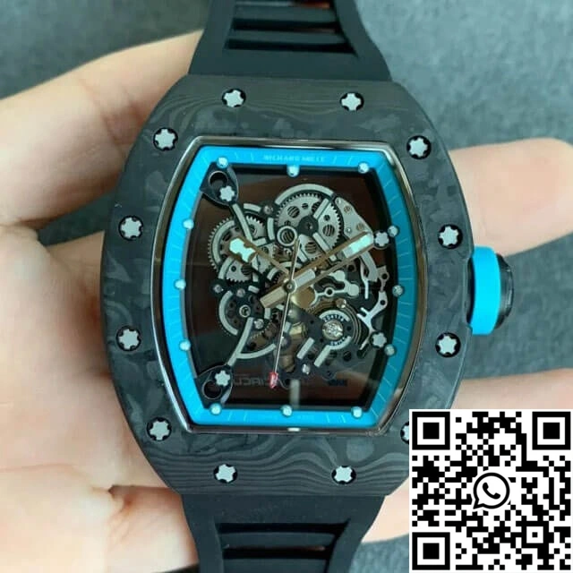EasyCare Richard Mille RM055 KV Factory V2 Carbon Fiber Black Rubber Strap 2451
