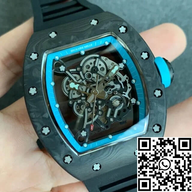 EasyCare Richard Mille RM055 KV Factory V2 Carbon Fiber Black Rubber Strap 2451