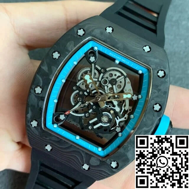 EasyCare Richard Mille RM055 KV Factory V2 Carbon Fiber Black Rubber Strap 2451