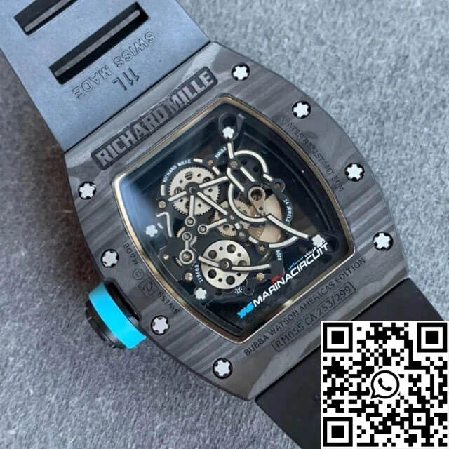 EasyCare Richard Mille RM055 KV Factory V2 Carbon Fiber Black Rubber Strap 2451