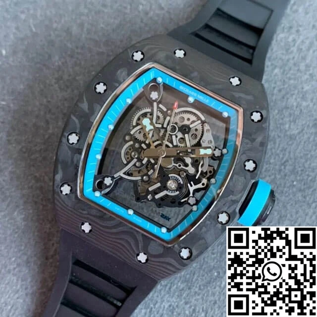 EasyCare Richard Mille RM055 KV Factory V2 Carbon Fiber Black Rubber Strap 2451