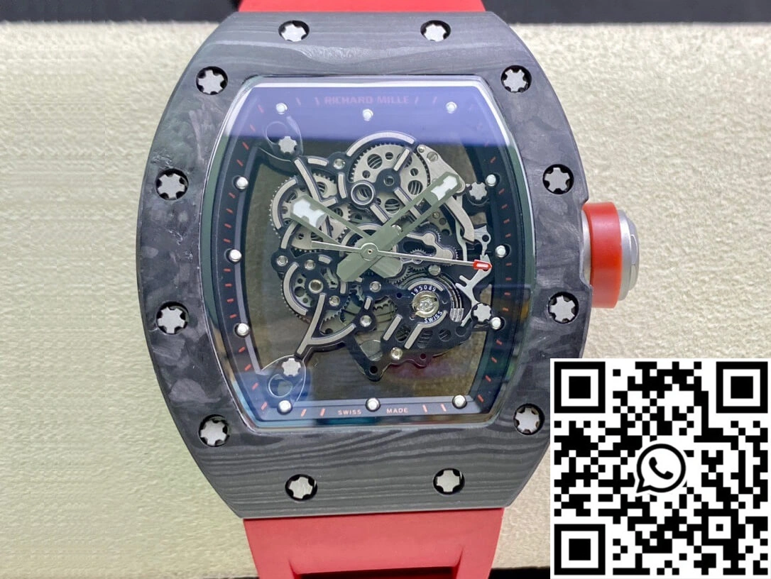 SmoothTexture Richard Mille RM055 KV Factory V2 Carbon Fiber Red Strap 2399