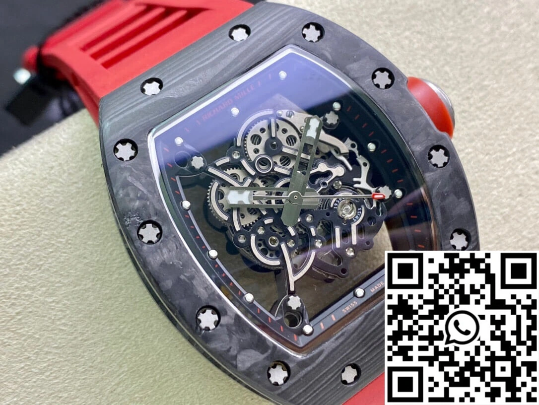 SmoothTexture Richard Mille RM055 KV Factory V2 Carbon Fiber Red Strap 2399