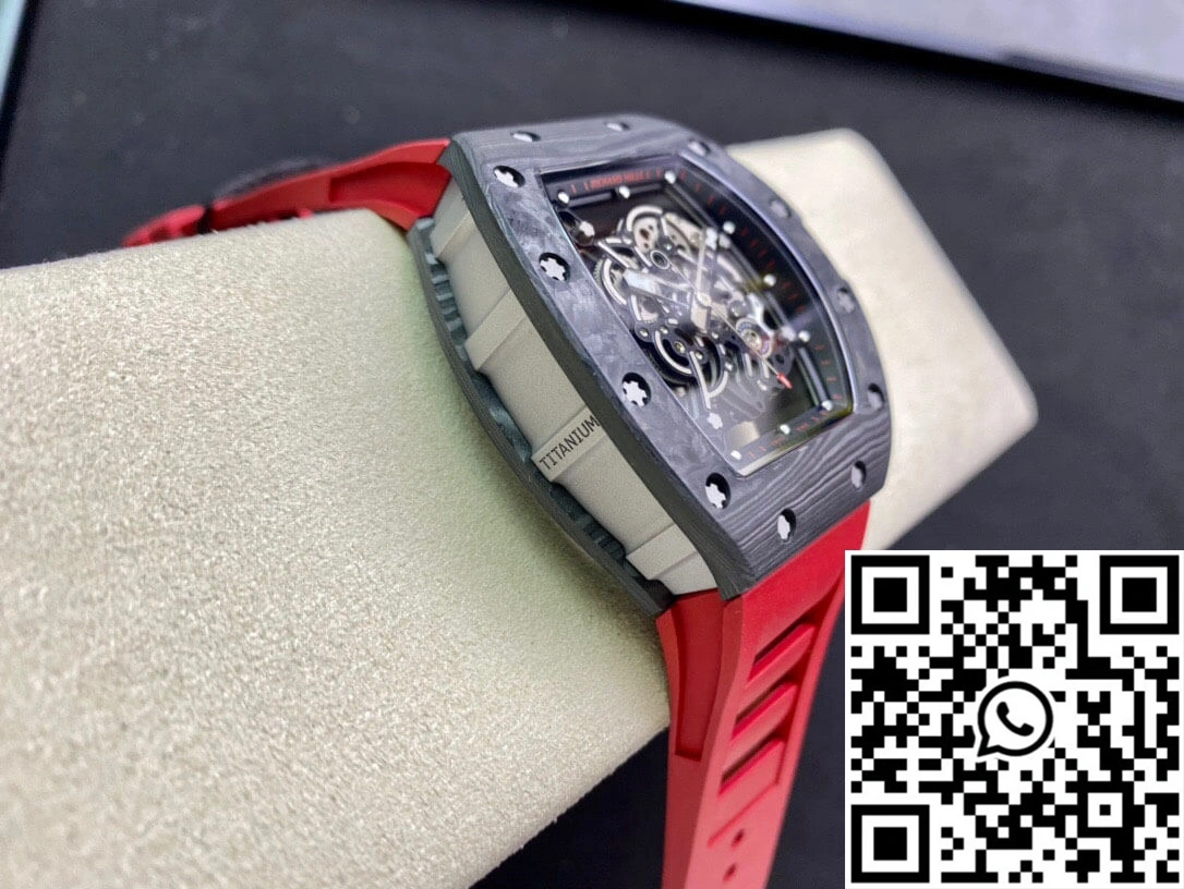 SmoothTexture Richard Mille RM055 KV Factory V2 Carbon Fiber Red Strap 2399