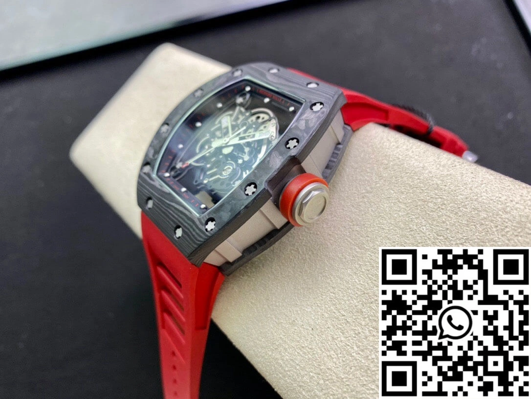 SmoothTexture Richard Mille RM055 KV Factory V2 Carbon Fiber Red Strap 2399