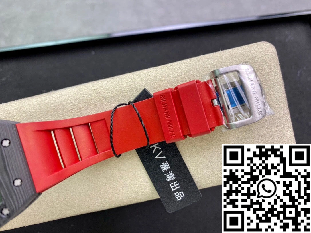 SmoothTexture Richard Mille RM055 KV Factory V2 Carbon Fiber Red Strap 2399