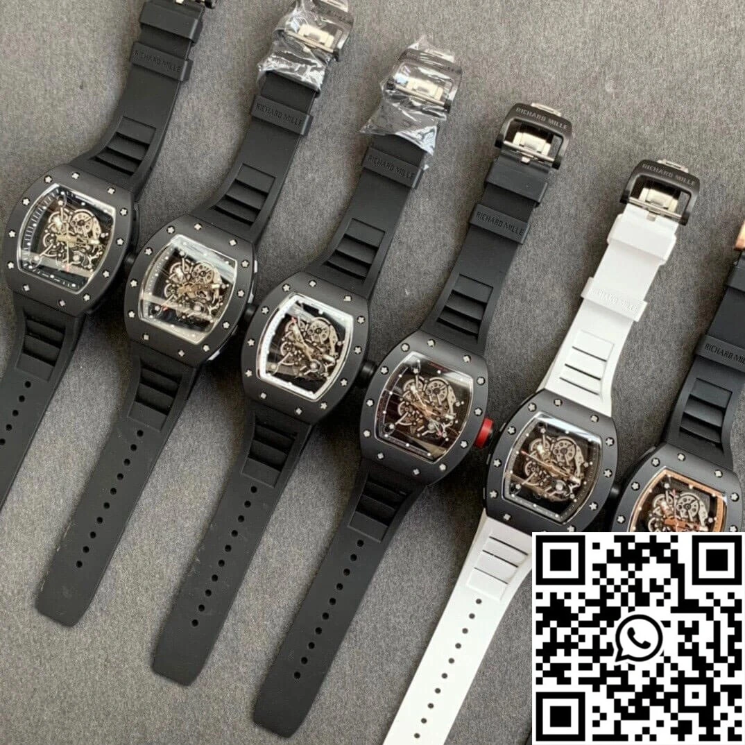 Flexible Richard Mille RM055 KV Factory V2 Ceramic Black Rubber Strap 2416