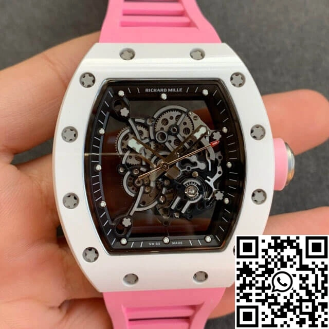 Richard Mille RM055 KV Factory V2 Pink Rubber Strap Soft 2454
