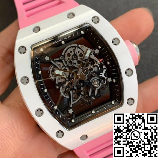 Richard Mille RM055 KV Factory V2 Pink Rubber Strap Soft 2454