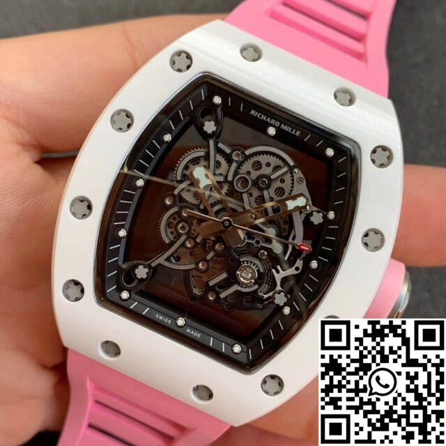 Richard Mille RM055 KV Factory V2 Pink Rubber Strap Soft 2454