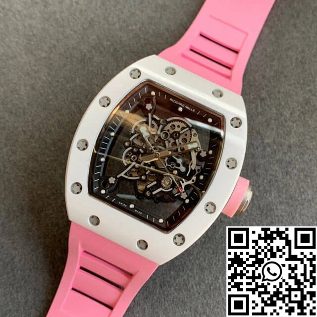 Richard Mille RM055 KV Factory V2 Pink Rubber Strap Soft 2454