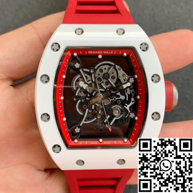 Functional Richard Mille RM055 KV Factory V2 Red Rubber Strap 2398