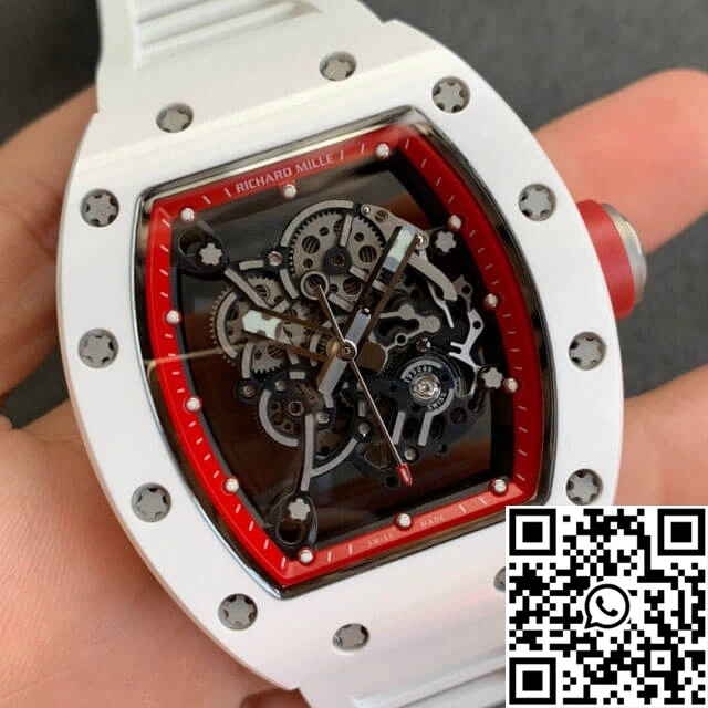 Richard Mille RM055 KV Factory V2 White Ceramic Case Rubber Strap Sleek 2441