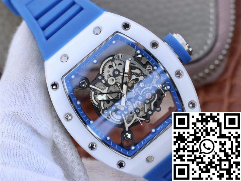 Attractive Richard Mille RM055 KV Factory White Ceramic Blue Hollow Dial 2446