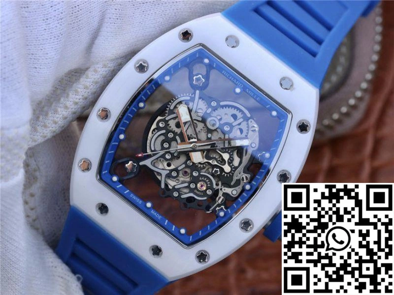 Attractive Richard Mille RM055 KV Factory White Ceramic Blue Hollow Dial 2446