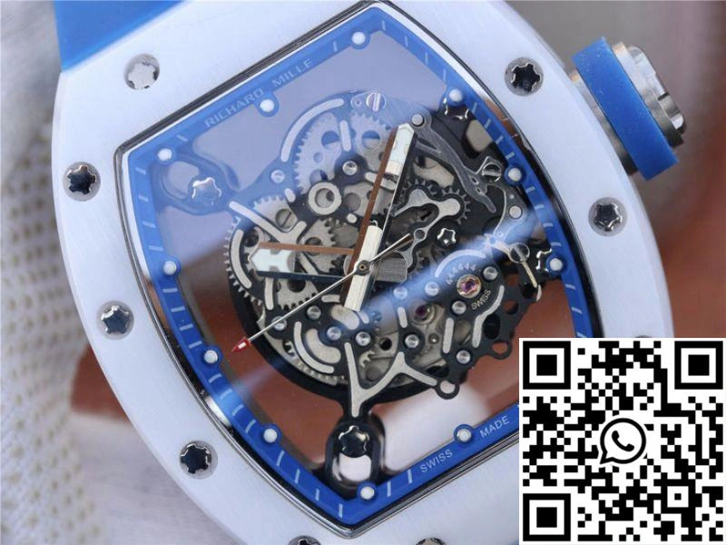 Attractive Richard Mille RM055 KV Factory White Ceramic Blue Hollow Dial 2446
