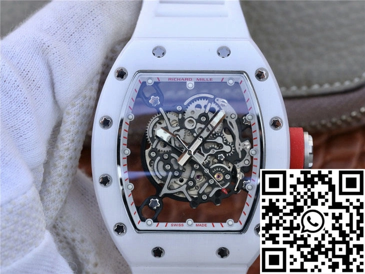 MoistureWicking Richard Mille RM055 KV Factory White Rubber Strap 2453