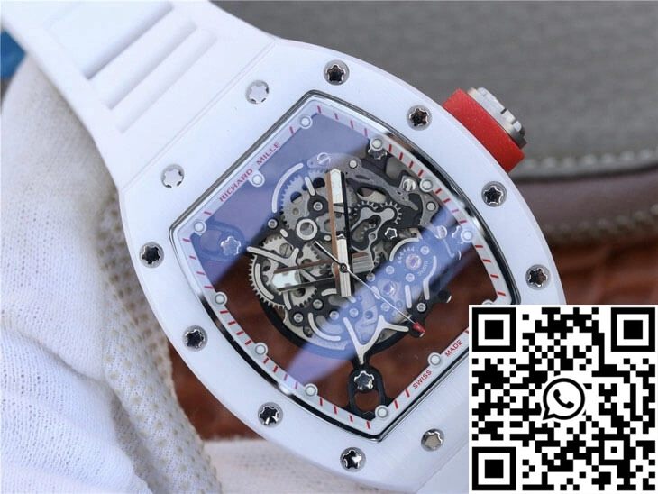 MoistureWicking Richard Mille RM055 KV Factory White Rubber Strap 2453