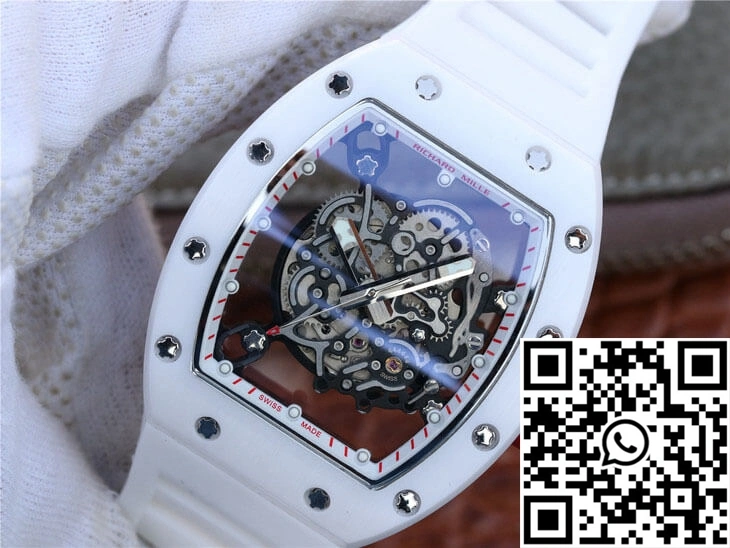 MoistureWicking Richard Mille RM055 KV Factory White Rubber Strap 2453