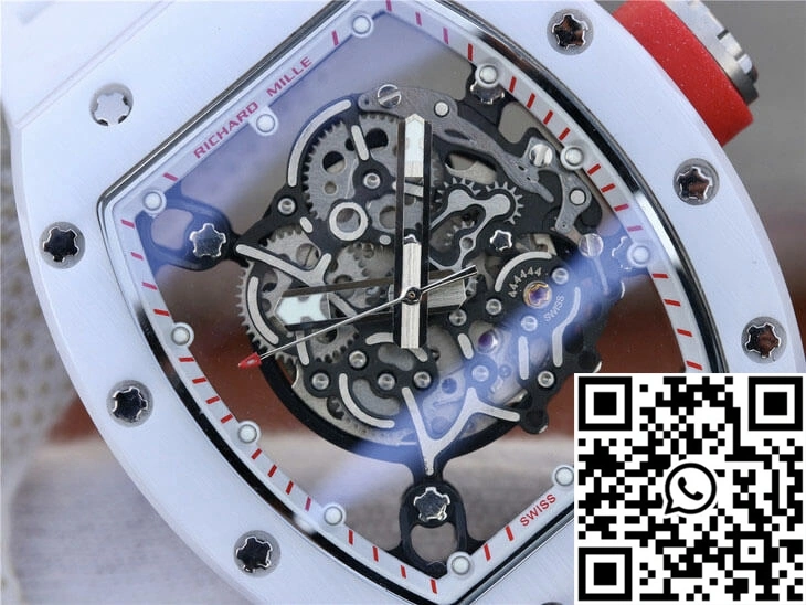 MoistureWicking Richard Mille RM055 KV Factory White Rubber Strap 2453