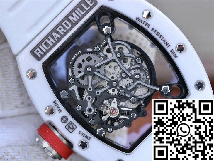 MoistureWicking Richard Mille RM055 KV Factory White Rubber Strap 2453