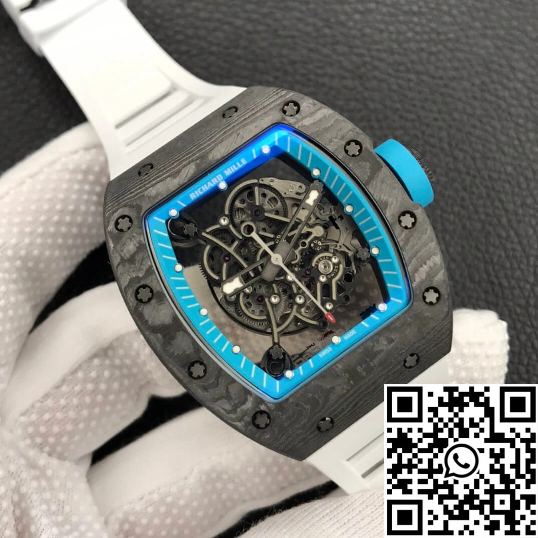 Breathable Richard Mille RM055 ZF Factory White Rubber Strap 2449