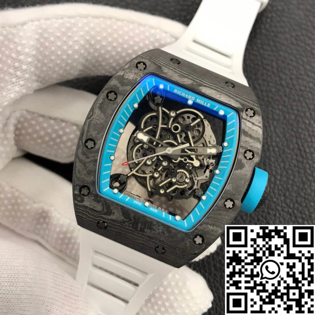 Breathable Richard Mille RM055 ZF Factory White Rubber Strap 2449