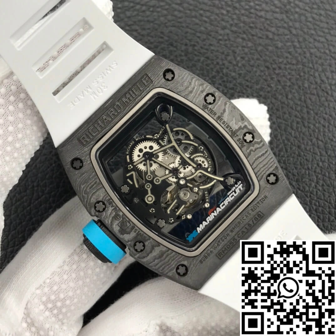 Breathable Richard Mille RM055 ZF Factory White Rubber Strap 2449