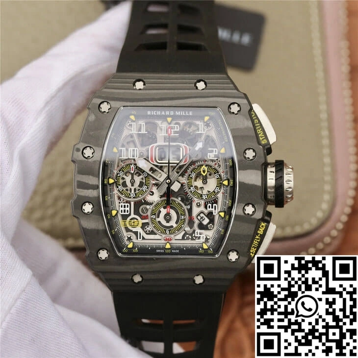 Comfortable Richard Mille RM11-03 KV Factory Black Carbon Fiber Case 2458