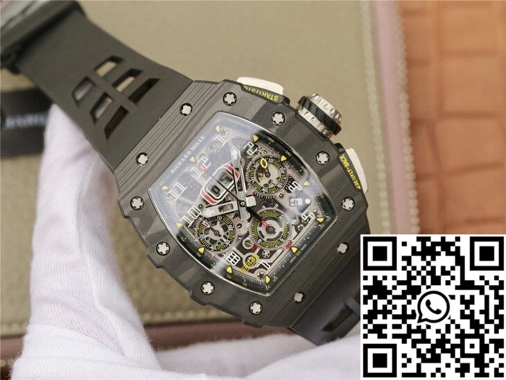 Comfortable Richard Mille RM11-03 KV Factory Black Carbon Fiber Case 2458