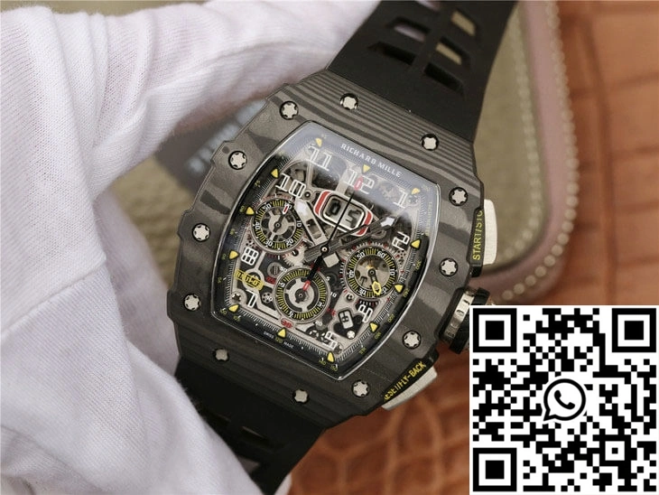 Comfortable Richard Mille RM11-03 KV Factory Black Carbon Fiber Case 2458