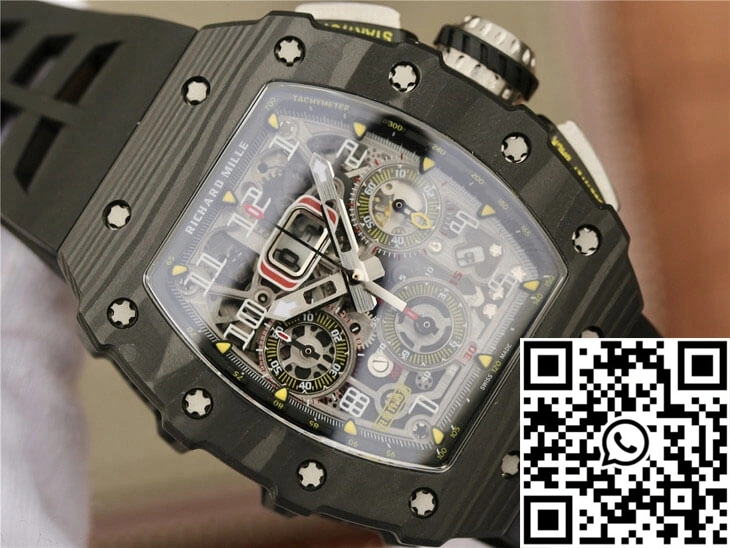 Comfortable Richard Mille RM11-03 KV Factory Black Carbon Fiber Case 2458
