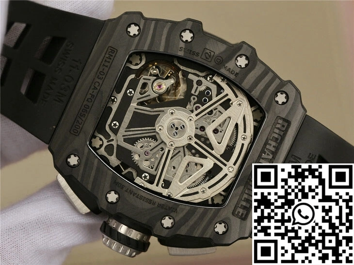 Comfortable Richard Mille RM11-03 KV Factory Black Carbon Fiber Case 2458
