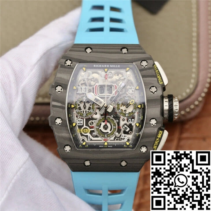 Richard Mille RM11-03 KV Factory Carbon Fiber Blue Strap Trendsetting 2468