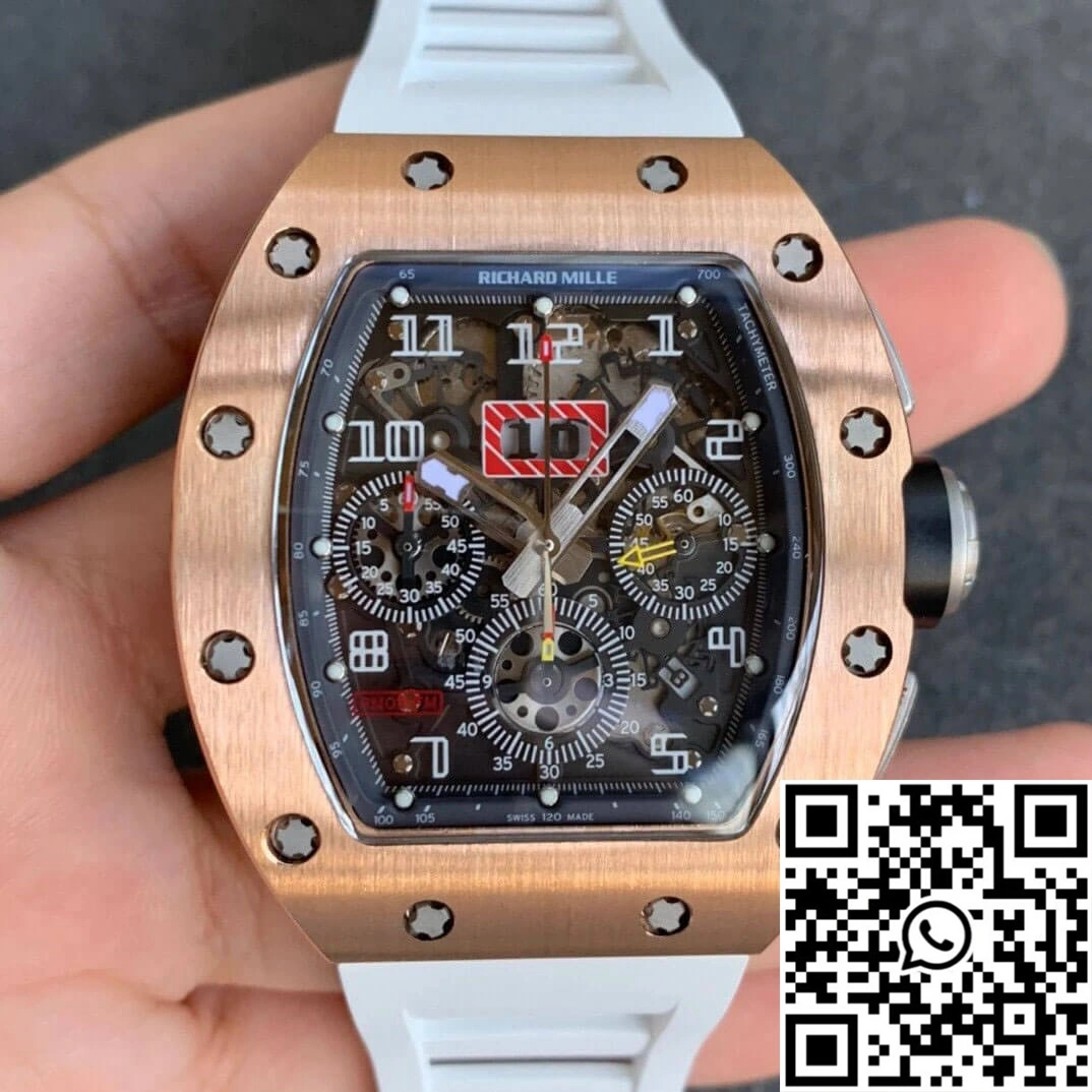 Vibrant Richard Mille RM11 KV Factory Rose Gold White Strap 2470
