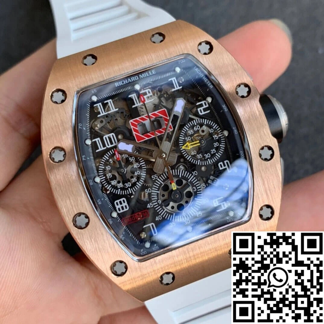 Vibrant Richard Mille RM11 KV Factory Rose Gold White Strap 2470