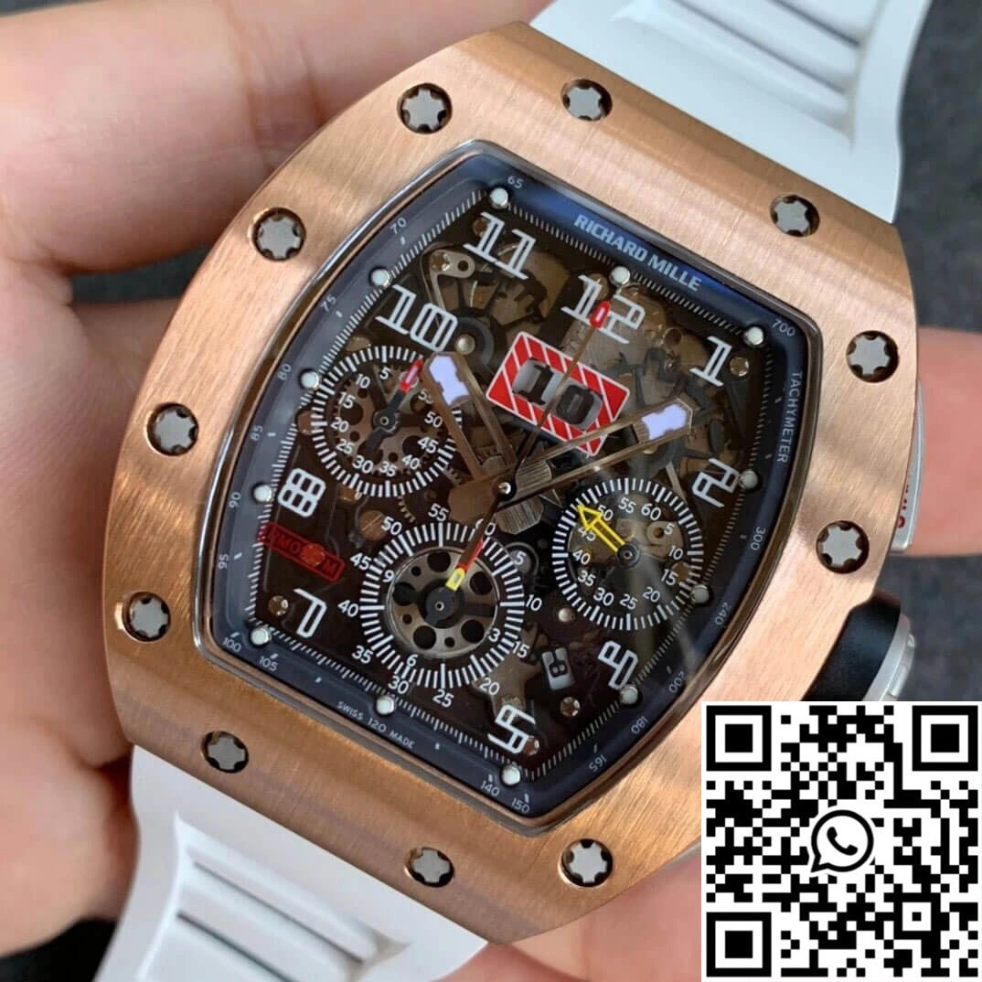 Vibrant Richard Mille RM11 KV Factory Rose Gold White Strap 2470