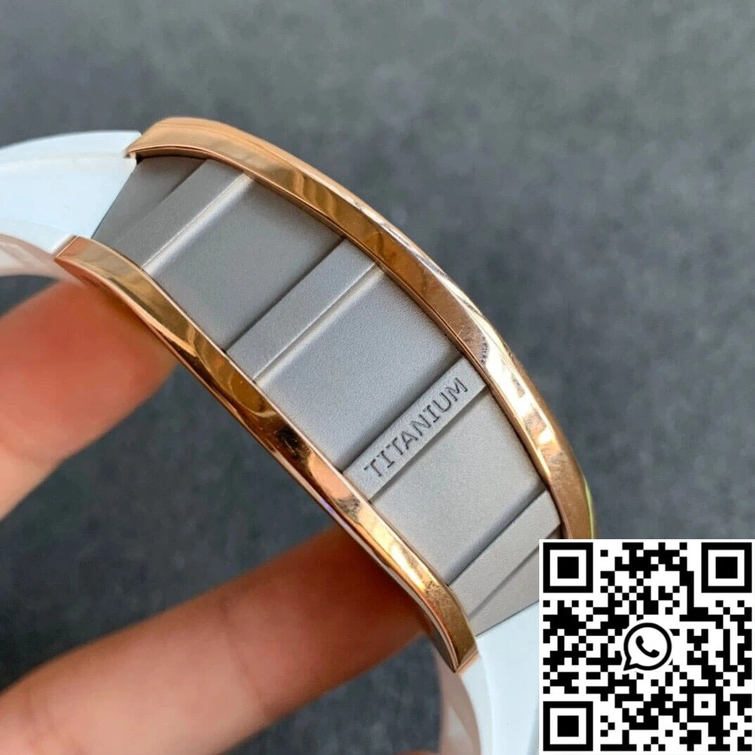 Vibrant Richard Mille RM11 KV Factory Rose Gold White Strap 2470