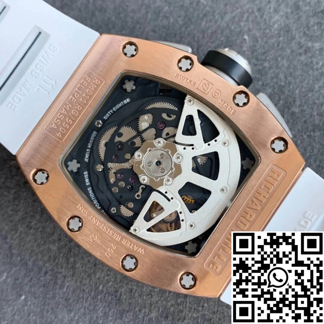Vibrant Richard Mille RM11 KV Factory Rose Gold White Strap 2470