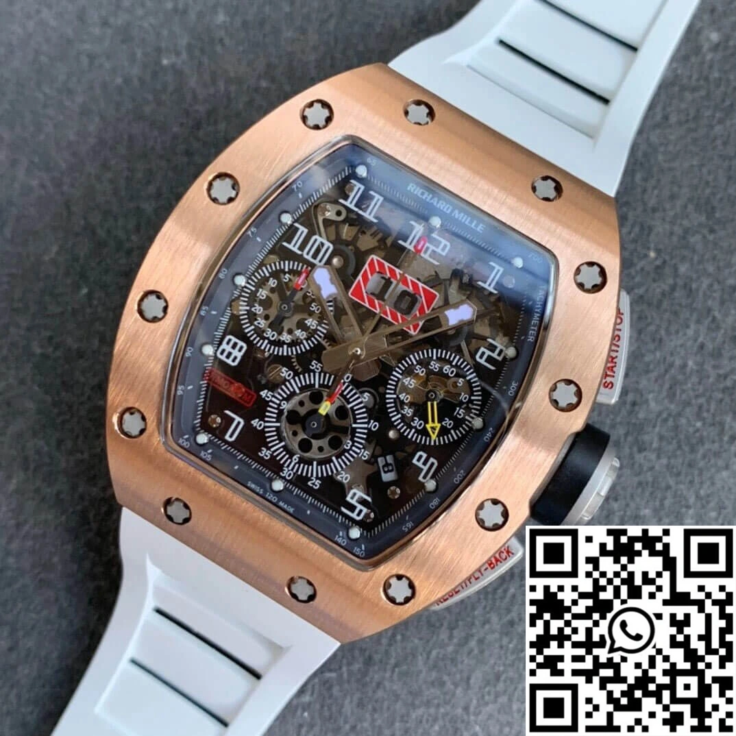 Vibrant Richard Mille RM11 KV Factory Rose Gold White Strap 2470
