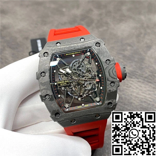 Trendsetting Richard Mille RM35-02 KV Factory Carbon Fiber Red Rubber Strap 2483